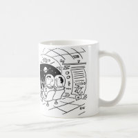 Astronaut surprised to see mail delivered coffee mug