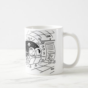 Astronaut surprised to see mail delivered coffee mug