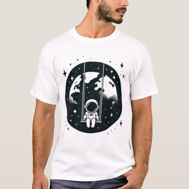 astronaut swinging in space earth  T-Shirt (Front)