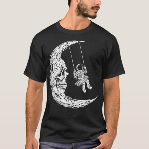 Astronaut Swinging Moon Skull Halloween Costume Sk T_Shirt