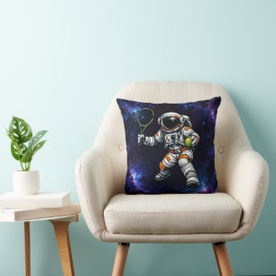 Astronaut Tennis Throw Pillow
