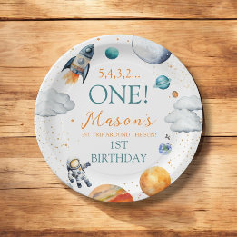 Astronaut Themed Boy Birthday Colorful Paper Plates
