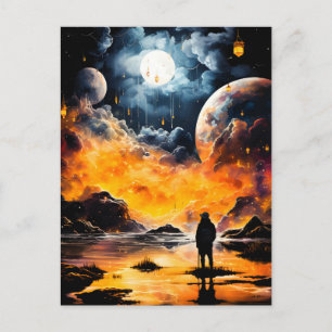 Astronaut Traveler Cosmic Horizon Journey Announcement Postcard