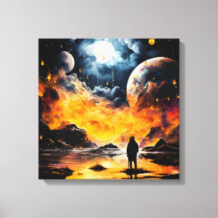 Astronaut Traveler Cosmic Horizon Journey Canvas Print