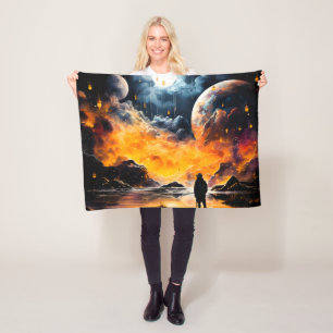 Astronaut Traveler Cosmic Horizon Journey Fleece Blanket
