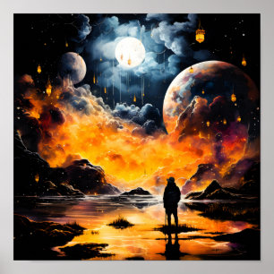 Astronaut Traveler Cosmic Horizon Journey Poster