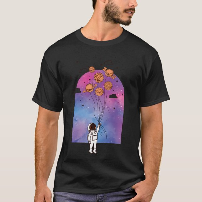 Astronaut Traveling With Planets T-Shirt (Front)
