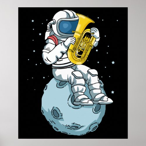 Astronaut Tuba Player Music Gift Kids Band Tuba Poster