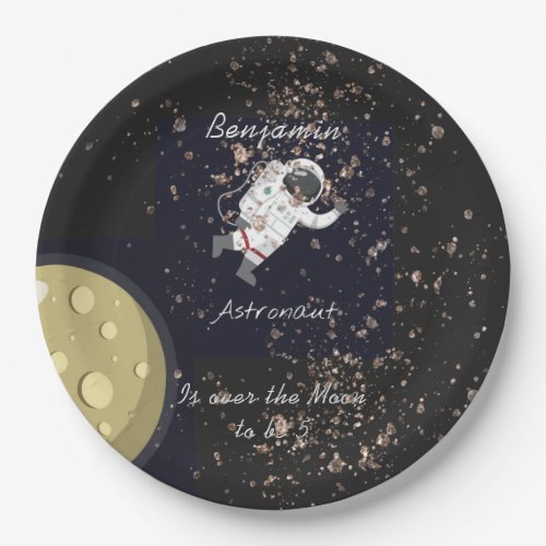 Astronaut Typography Cosmic Outer Space Kids Fun Paper Plates