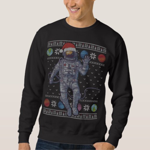 Astronaut Ugly Christmas Sweater Space Planets Ast