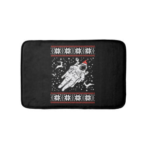 Astronaut Ugly Christmas Sweater Xmas Space Lover Bath Mat