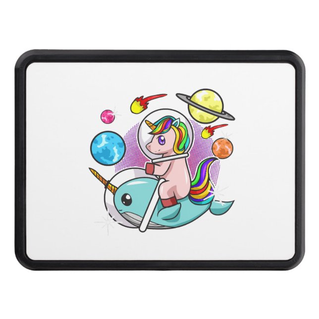 Astronaut Unicorn Riding Narwhal Space Universe Hitch Cover (Front)