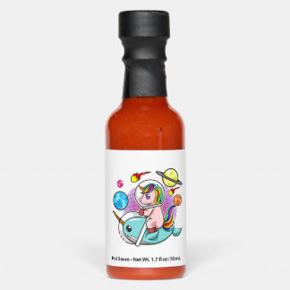 Astronaut Unicorn Riding Narwhal Space Universe Hot Sauces