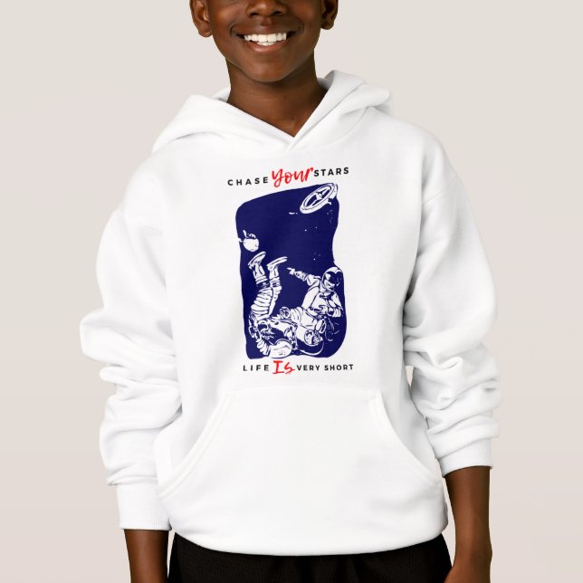Astronaut Vacuuming Stars Space Hoodie (Front)