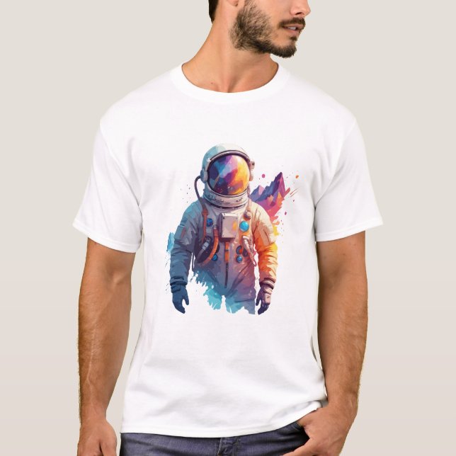 Astronaut Vector Art Space Discovery T-Shirt (Front)