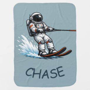 Astronaut Water Skiing Baby Blanket
