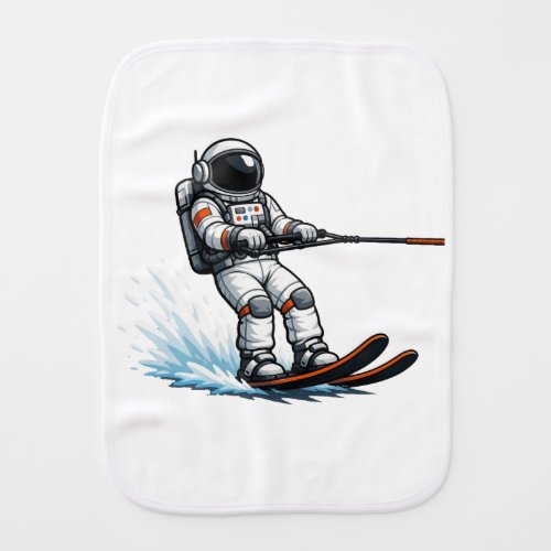 Astronaut Water Skiing Baby Burp Cloth