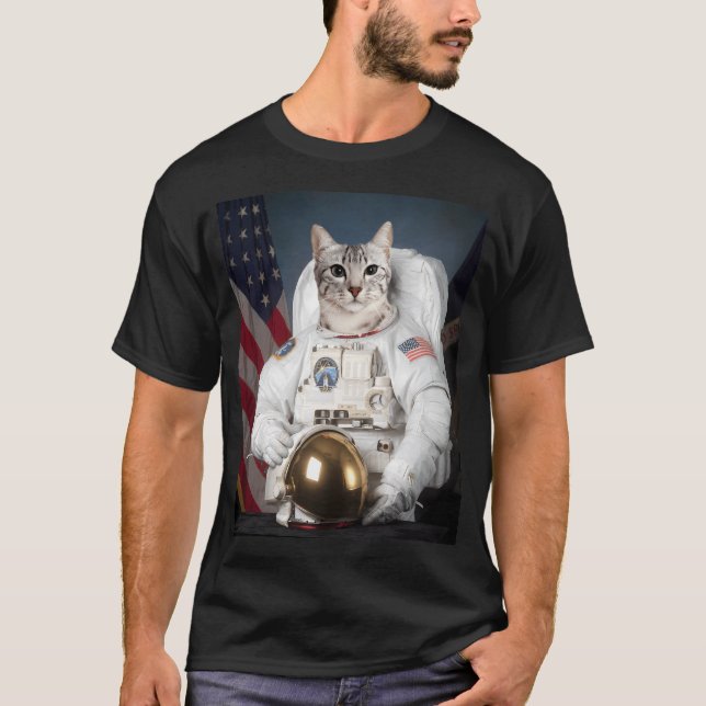Astronaut White Cat T-Shirt (Front)