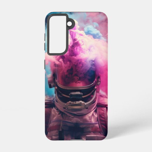 Astronaut with a pink and blue smoke cloud samsung galaxy s21 case