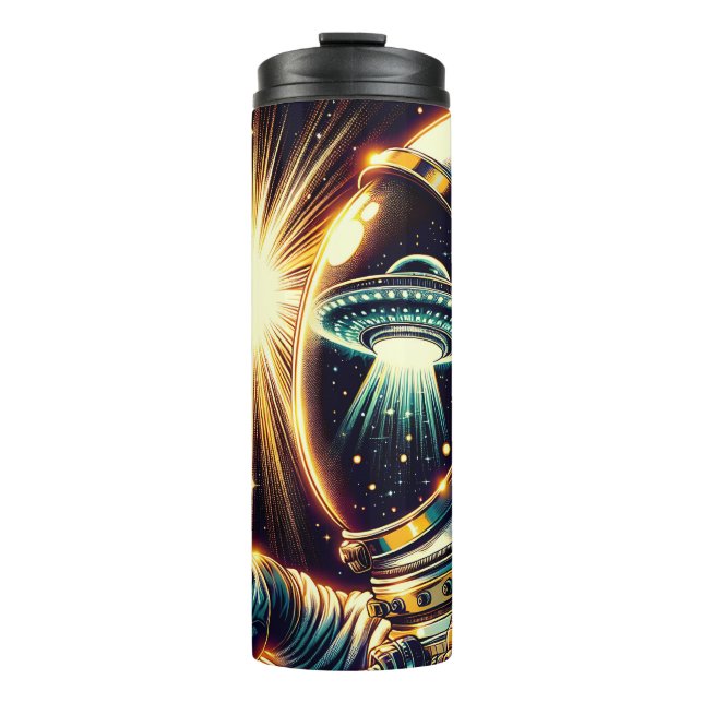 Astronaut with a Reflection of a UFO  Thermal Tumbler (Front)