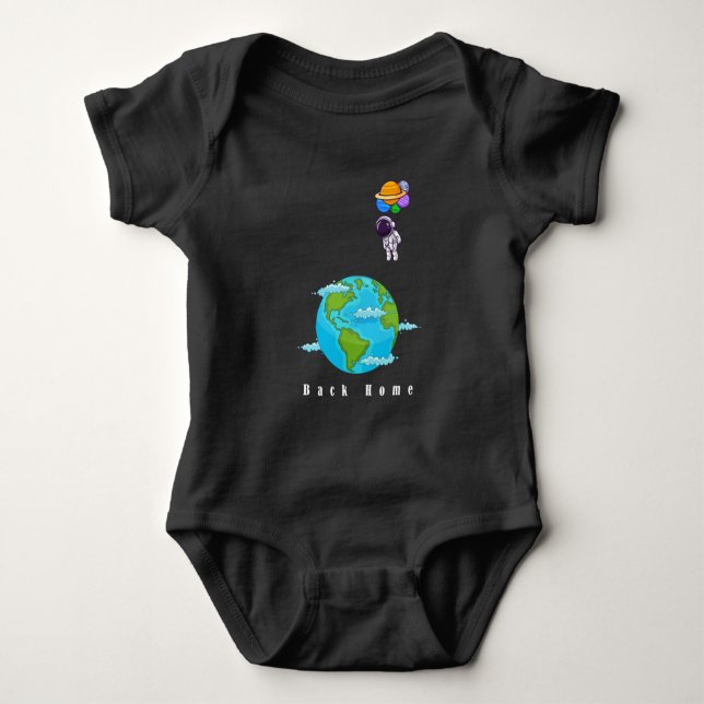  astronaut With Balloons landing earth Baby Bodysuit (Front)