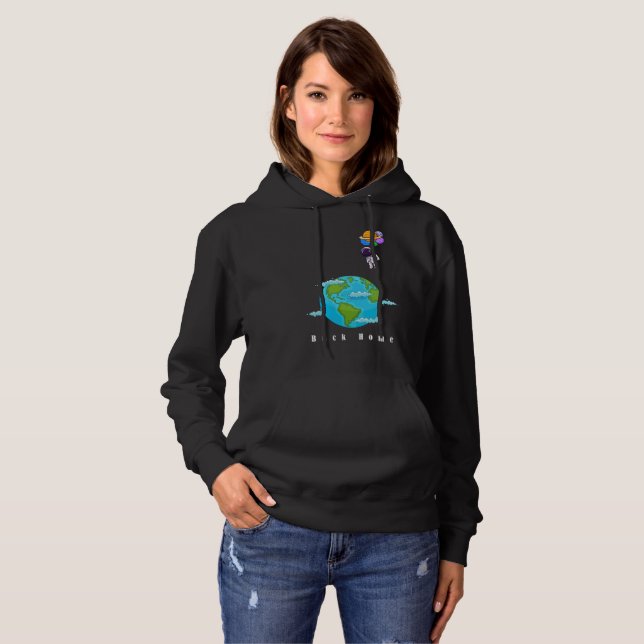 astronaut With Balloons landing earth Hoodie (Front Full)