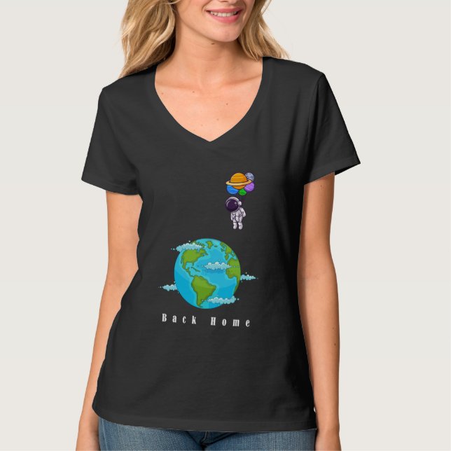  astronaut With Balloons landing earth T-Shirt (Front)