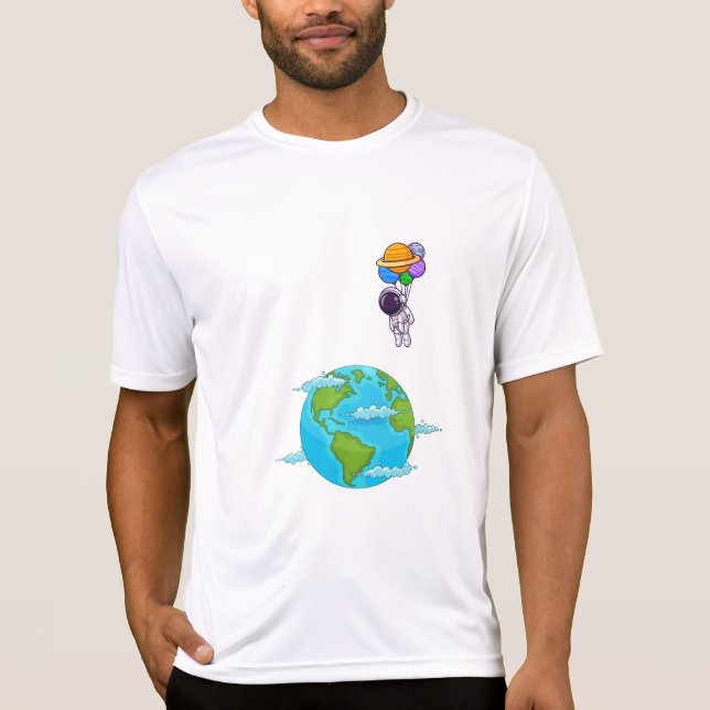  astronaut With Balloons landing earth T-Shirt (Front)