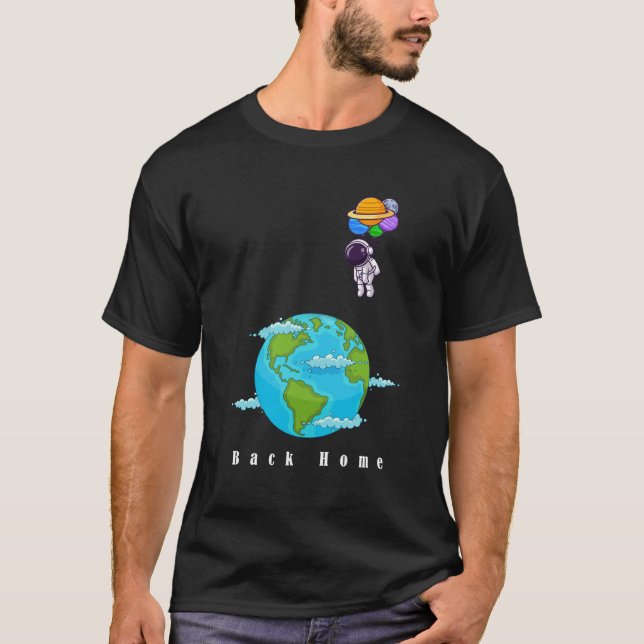  astronaut With Balloons landing earth t-shirt (Front)