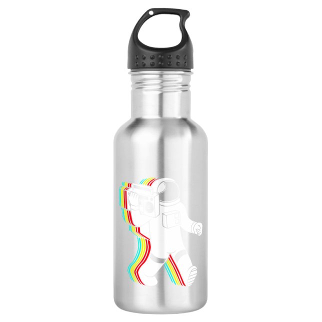 Astronaut with boombox  stainless steel water bottle (Front)