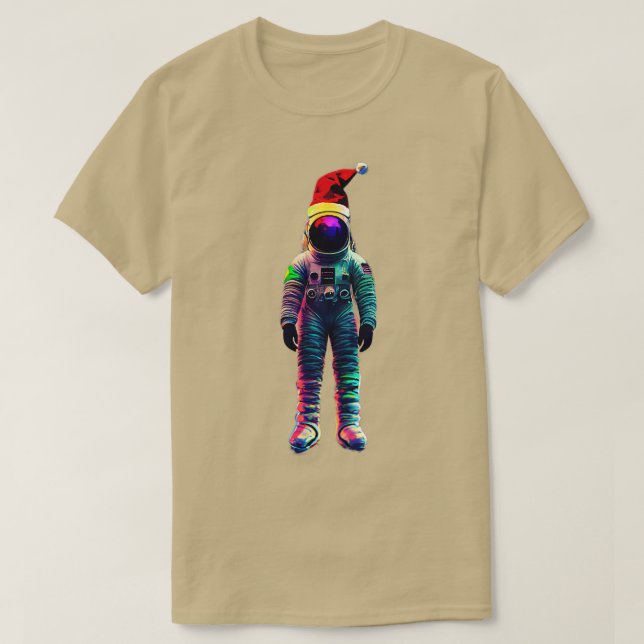 Astronaut With Christmas Hat T-Shirt (Design Front)