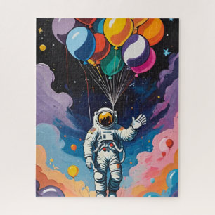 Astronaut with colorful balloons in space jigsaw puzzle