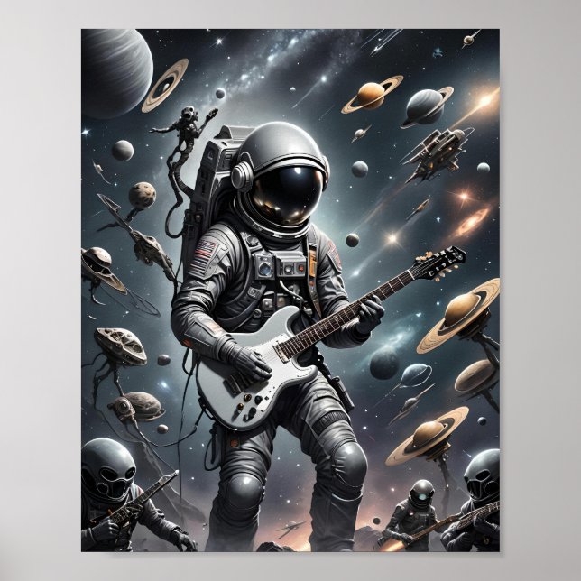 Astronaut with Electric Guitar poster (Front)