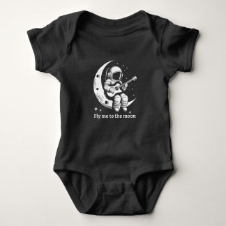 Astronaut with guitar on the moon, singing a song baby bodysuit