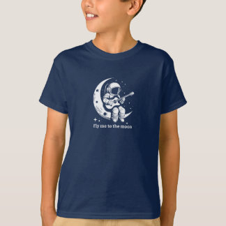 Astronaut with guitar on the moon, singing a song T-Shirt