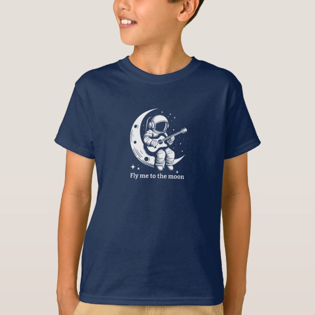 Astronaut with guitar on the moon, singing a song T-Shirt (Front)