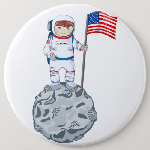 Astronaut with name tag pinback button