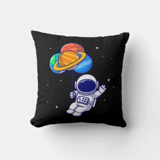 Astronaut with Planets as Balloons 