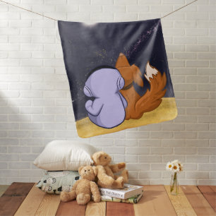 Astronaut with the dog look at the comet baby blanket