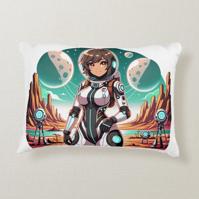 Astronaut Woman Accent Pillow (Back)