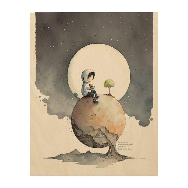 Astronaut Wood Wall Art (Front)