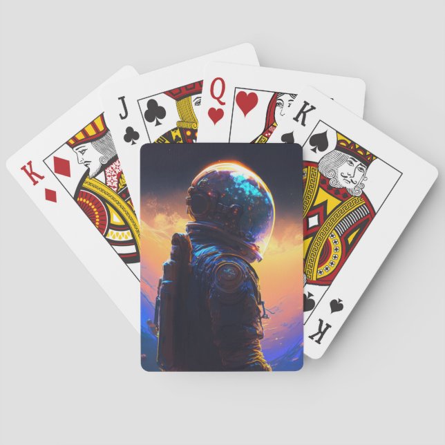 Astronaut World Discovery Painting Human Universe Poker Cards (Back)