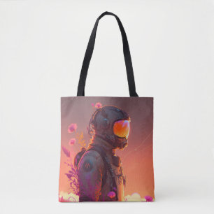 Astronaut World Discovery Painting Human Universe Tote Bag