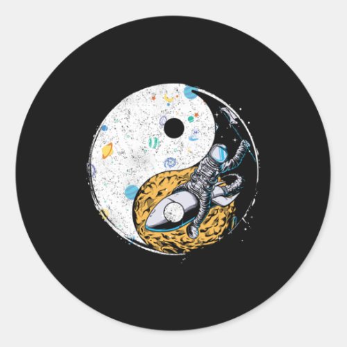 Astronaut Yin Yang Planer Space Rocket Harmony Gif Classic Round Sticker