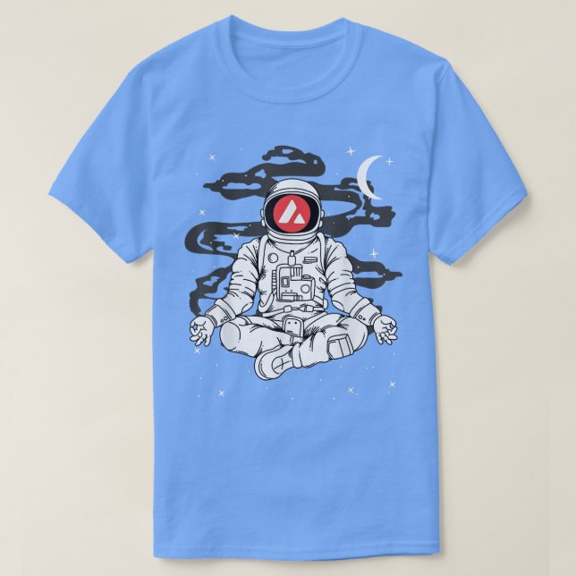 Astronaut Yoga Avalanche AVAX Coin To The Moon Cry T-Shirt (Design Front)