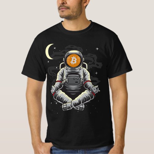 Astronaut Yoga BitCoin BTC Coin To The Moon Crypto T_Shirt