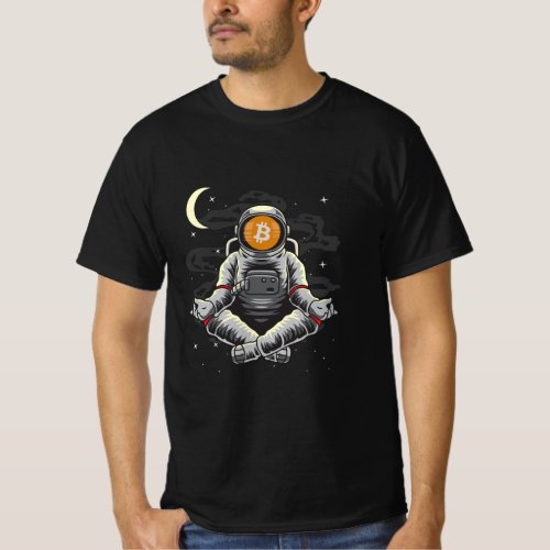 Astronaut Yoga BitCoin BTC Coin To The Moon Crypto T_Shirt