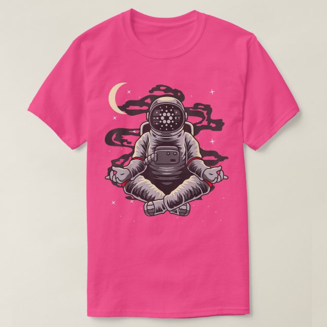 Astronaut Yoga Cardano ADA Coin To The Moon Crypto T-Shirt (Design Front)