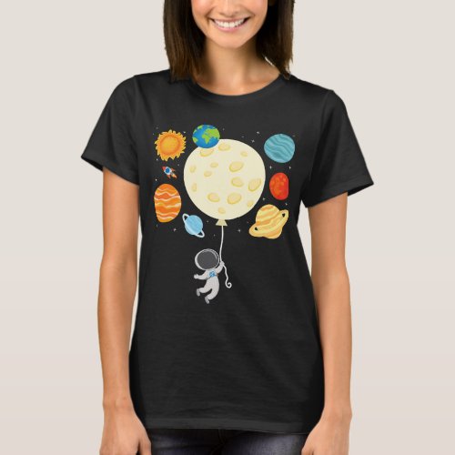 Astronauts Balloon Planets Solar System Space scie T_Shirt
