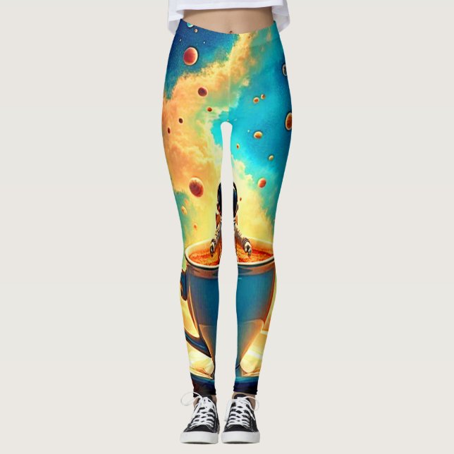 Astronaut's Coffee Cosmos Journey Leggings (Front)
